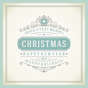 Christmas retro typography and ornament decoration. Merry Christ
